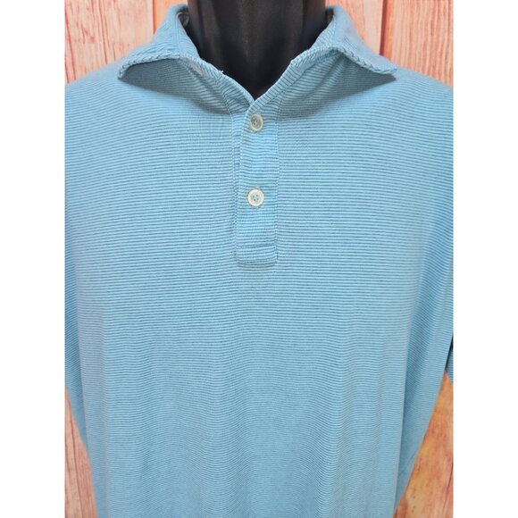 Peter Millar Mens Blue Striped Polo Small Pima Cotton Tencel Blend - Picture 3 of 7